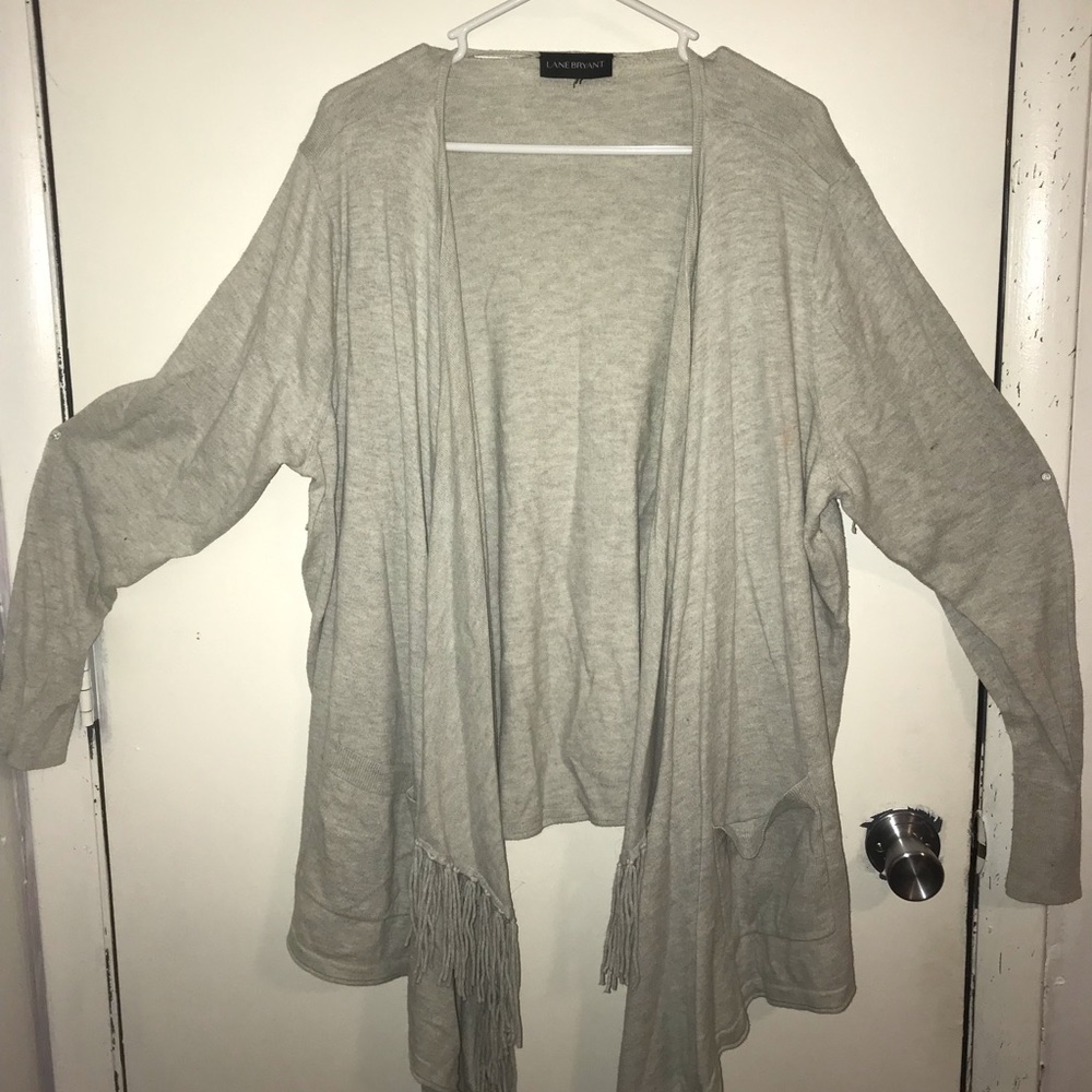 3X/4X Lane Bryant Grey Fringed Cardagin